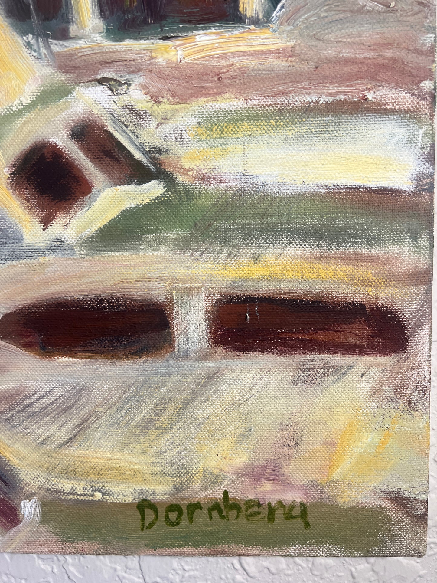 Bob Dornberg Original Oil Painting – “Quietly Moored” Framed 16 x 20 – Abstract – Catalog QG7